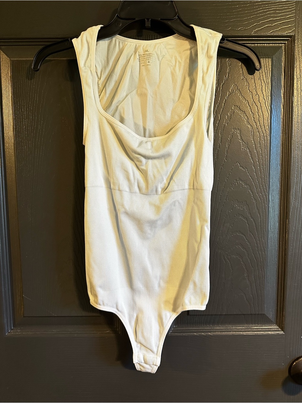 Ribbed Scoop Neck Bodysuit - White